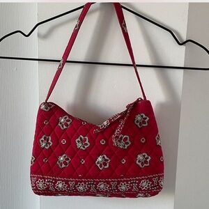 Floral Red Quilted Shoulder Bag
